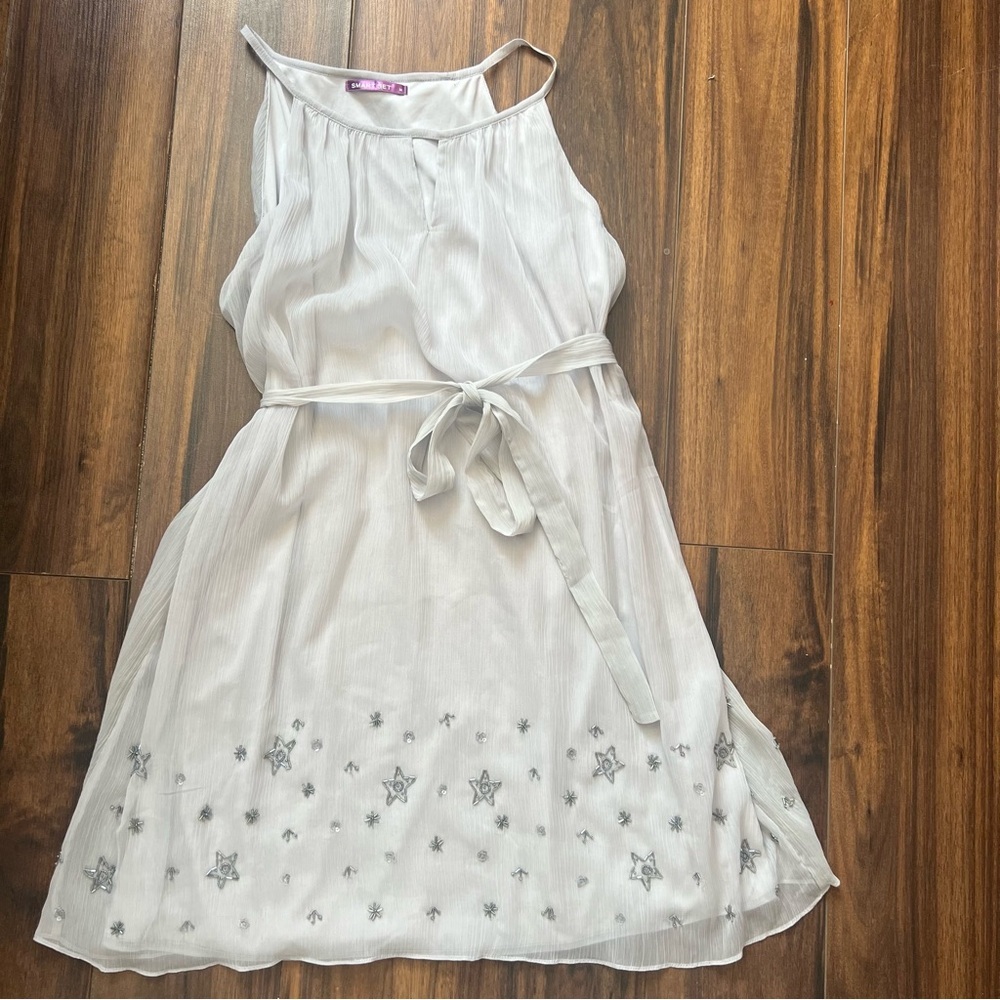 SMART SET Grey Embellished Chiffon Dress – Size M - Picture 2 of 9